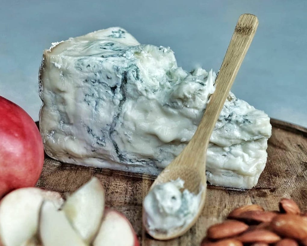 Oozy soft Blu di Caravaggio blue cheese with a spoon