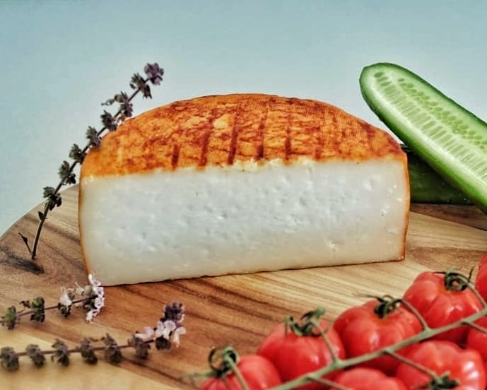 White Ibores goat cheese coated in red pimenton