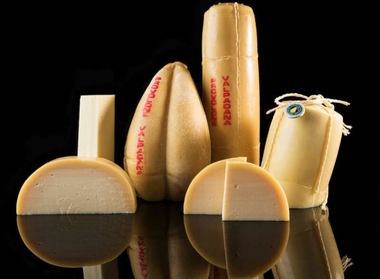 Various forms of Italian cheese Provolone Valpadana